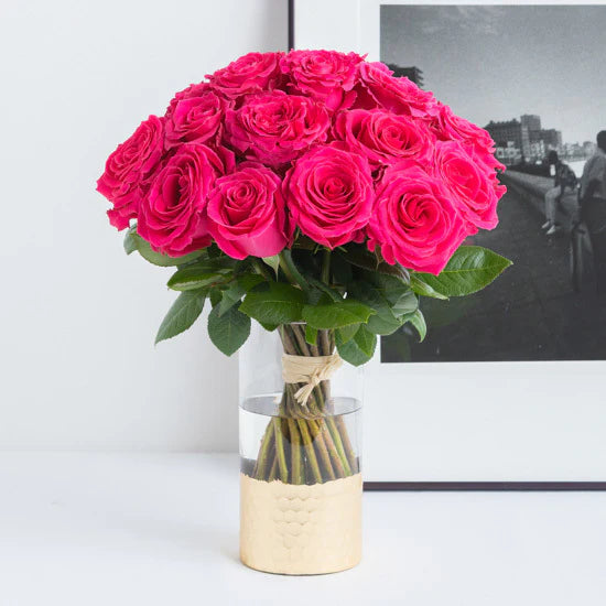 Luxury Dozen White Roses in a vase